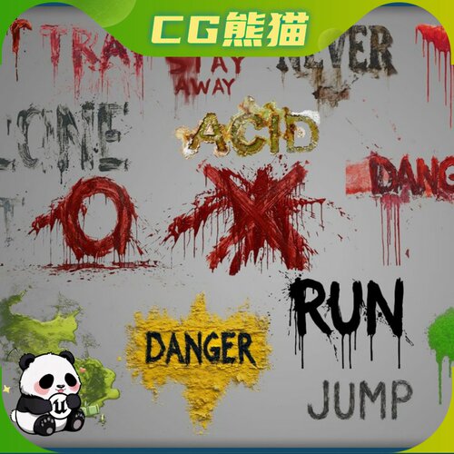 UE5虚幻5 Decals of Paint Blood Acid Vol. 1 涂鸦贴图 乐器咨询