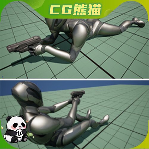 UE5虚幻5 Pistol Prone Animation Pack 手枪持枪俯卧动画包