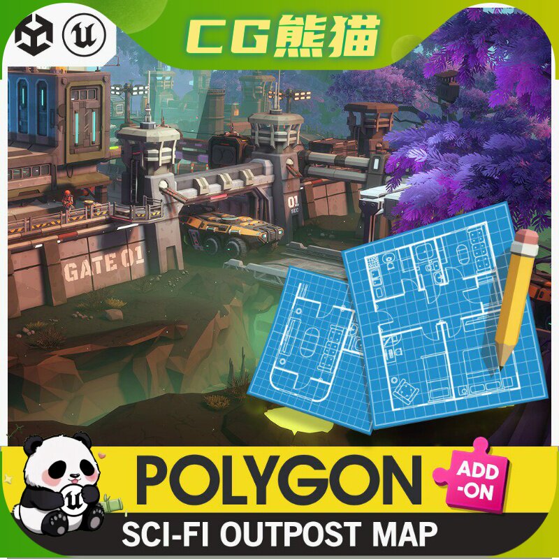 UE5虚幻5.3-5.7 POLYGON - Sci-Fi Outpost Map 科幻前哨站地图