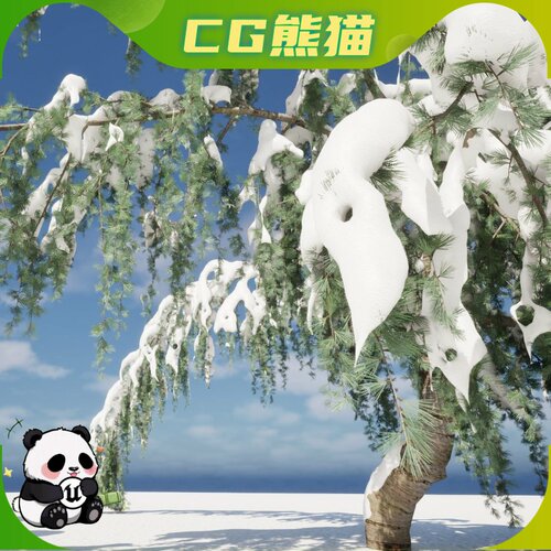 UE5.5-5.8 Winter Snow Plants Cedrus atlantica Glauca 冬天植