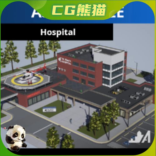 UE4虚幻5 Assetsville Modular Hospital 低聚资产包模块化医院
