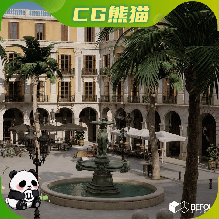 UE5.3-5.8 Barcelona Square Environment 巴塞罗那广场环境