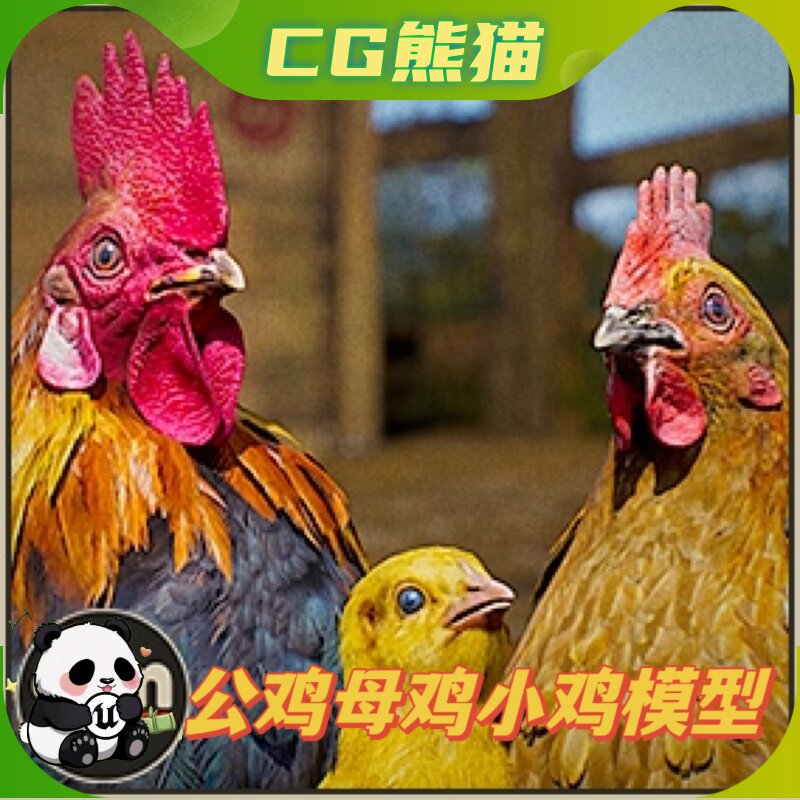 UE4虚幻5 Animalia - Chicken (pack) V2.0.0 公鸡母鸡小鸡模型