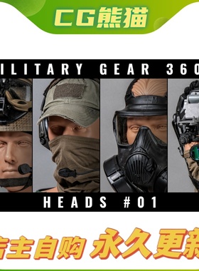 Military Gear 360° photo references - Soldier Heads #01