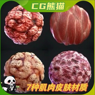 Pack PBR 肌肉生物皮肤纤维材质 UE4虚幻5 Materials Flesh