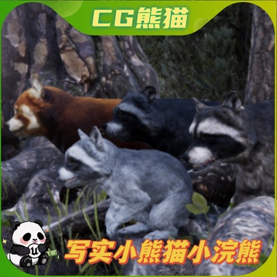 UE4虚幻5 Realistic Raccoons & Red Panda 小熊猫小浣熊角色模型