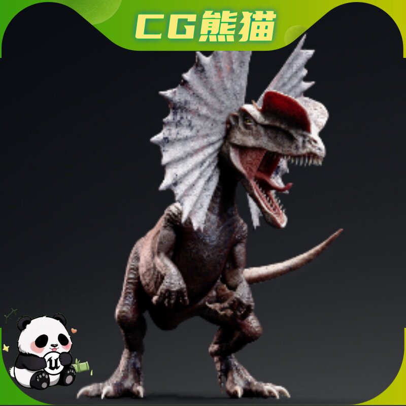 UE4虚幻5 Dilophosaurus 侏罗纪恐龙双脊龙角色模型带动画