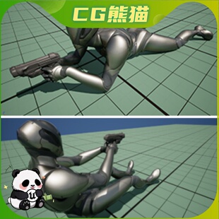 UE5虚幻5 Pistol Prone Animation Pack 手枪持枪俯卧动画包