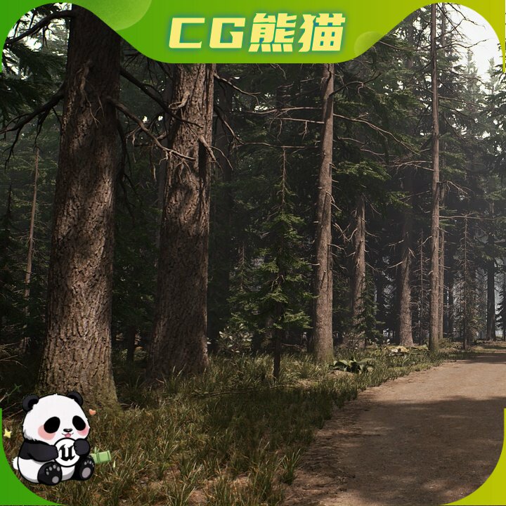 UE5.3-5.8 Forest Road PCG NN Fir Forest Trees 森林道路针叶树