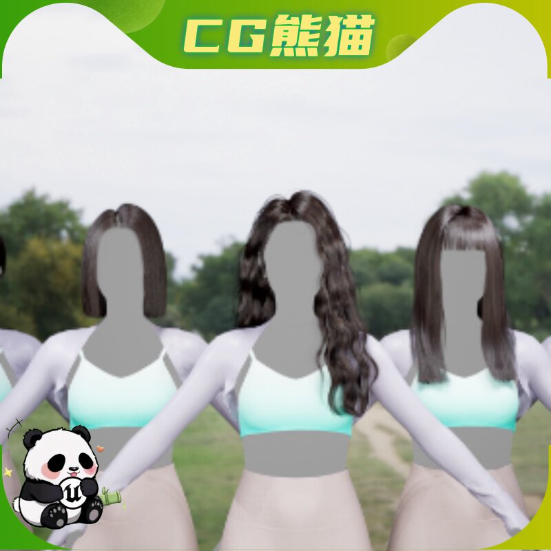 UE5虚幻5 GROOMS (Hair Fur) 10种女性发型道具模型
