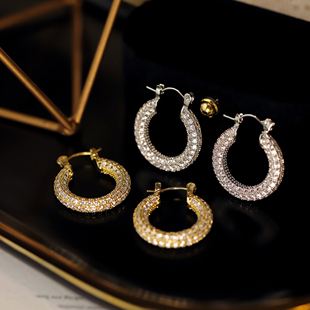 繁花同款微镶满钻耳环2026新款爆款高级感独特漂亮几何圈圈耳钉女