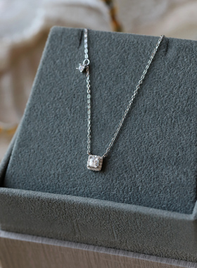 奢华超闪纯银水钻项链女