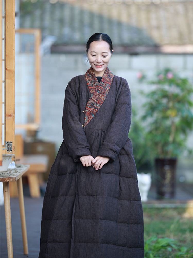 新中式国风长款95白鹅绒服外套