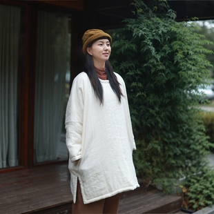 行云 麻本/听花香 生态雨露汉麻夹棉花加厚保暖袍子 宽松禅意棉服
