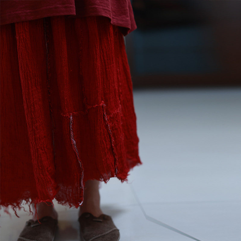 红沙/听花香归野 亚麻宽松a字长裙 小众旅行流浪风拼接半身裙,女装/女士精品,半身裙,淘宝优惠券,粉丝福利购,淘宝优惠卷