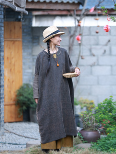 水仙/听花香归野 50姆米野生柞蚕丝双面穿侘寂复古小众袍子