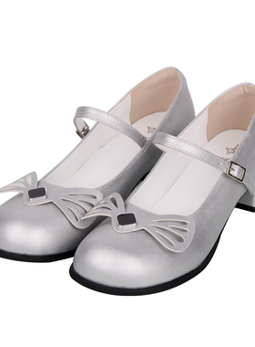 普普家 新品Lolita鞋圆头浅口蝴蝶结粗跟公主茶话会洛丽塔鞋C338