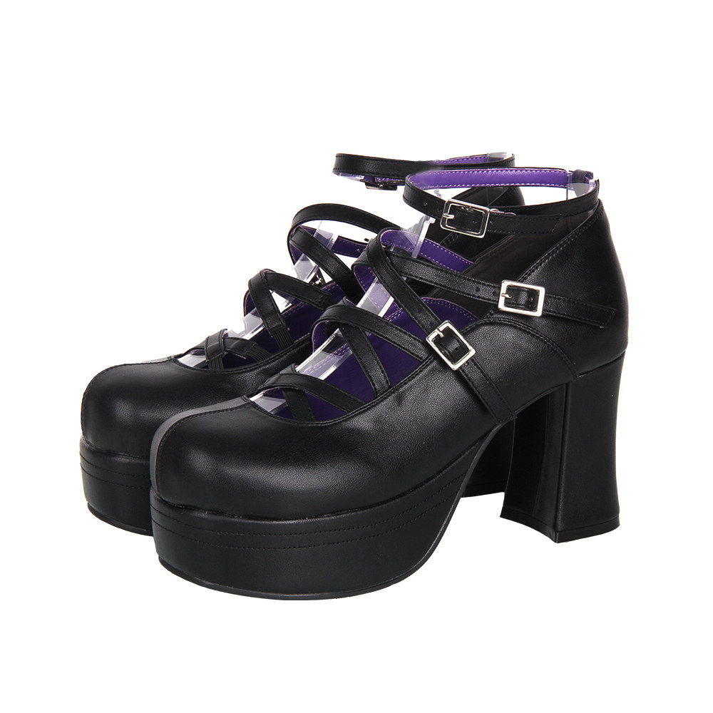 普普家 2025新品Lolita鞋圆头高跟交叉带公主洋装茶会鞋C145,女鞋,松糕（摇摇）鞋,淘宝优惠券,粉丝福利购,淘宝优惠卷