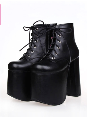 【普普家】LOLITA COS PUNK短靴超高跟女王15CM系带朋克短靴6011