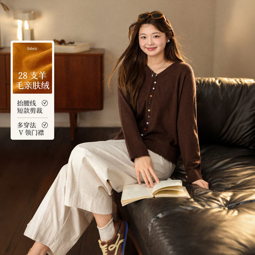 大码百分百胖妹妹秋冬针织开衫