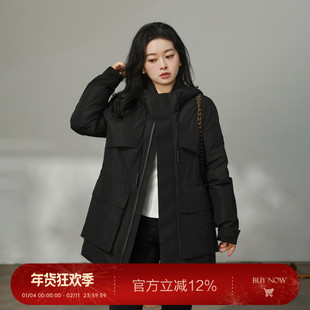 大码百分百女装微胖mm冬季加厚收腰短款三防派克羽绒服外套