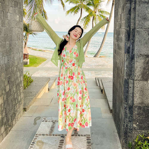 大码百分百女装夏季新款微胖mm显瘦吊带纯棉清新碎花连衣裙