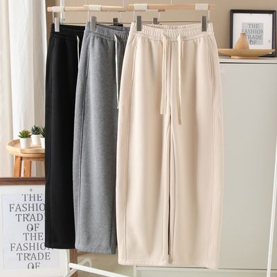 加绒棉保暖直筒显瘦香蕉镰刀长裤