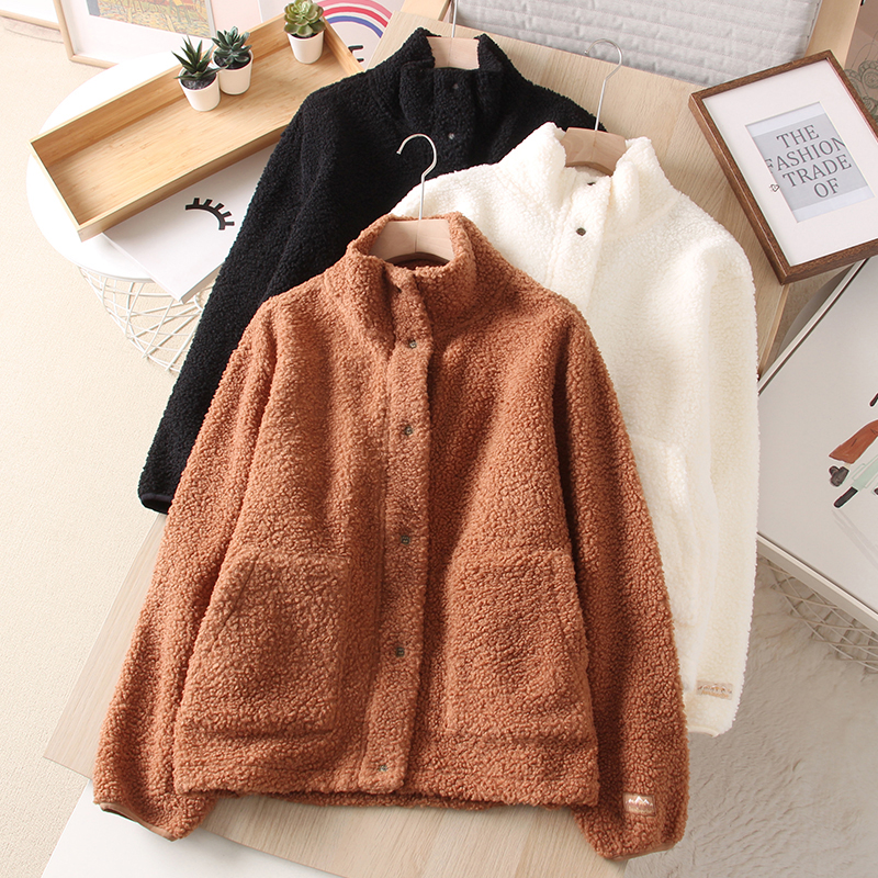 仿羊羔绒摇粒绒休闲立领外套