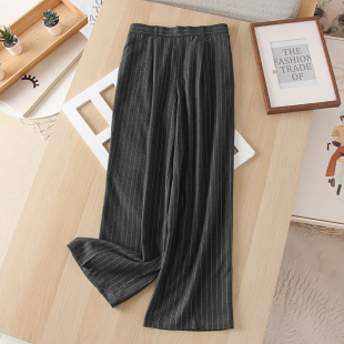 裤 走老美 女高腰西装 遮胯显瘦休闲西裤 老钱风通勤休闲条纹阔腿裤