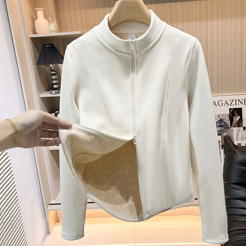 立领双拉链小蛮腰短外套夹克女