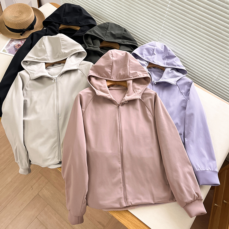 落肩长袖摇粒绒夹克外套