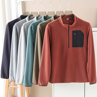 秋冬男士 户外运动保暖抓绒衣半拉链卫衣 波浪纹抓绒 户外牛货