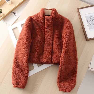 厚实保暖颗粒绒立领短外套上衣