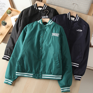 柜子320 字母刺绣棒球领飞行夹克薄棉衣外套女 美国单