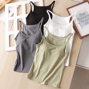 2025春夏款 打底上衣 美背带胸垫棉弹力细肩带背心女内搭吊带无袖