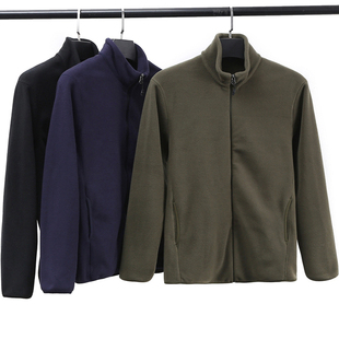 日单基础款 外贸男装工厂 秋冬保暖摇粒绒立领夹克外套潮
