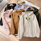 基础百搭女士秋冬户外休闲运动摇粒绒连帽外套保暖拉链卫衣抓绒衣