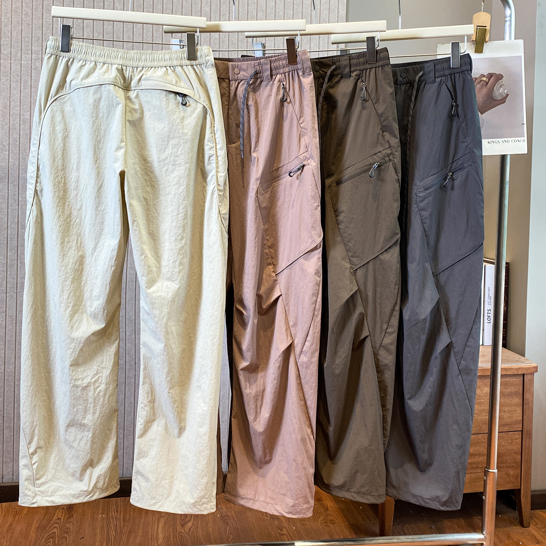 多口袋抽绳弯刀工装长裤休闲裤