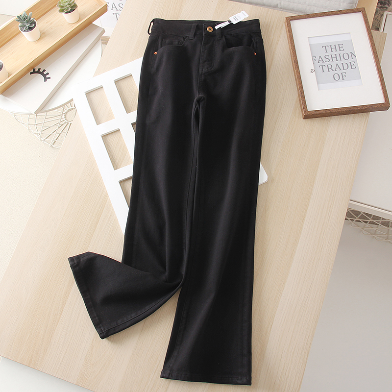 显瘦藏肉直法棍牛仔裤女小黑裤