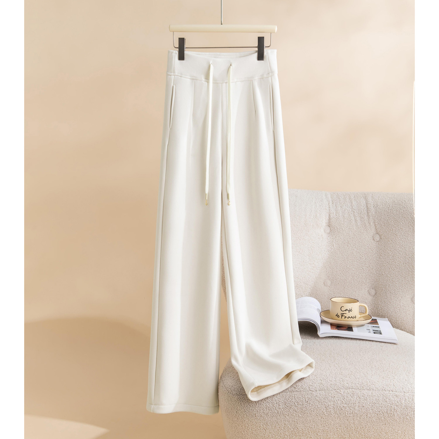 2025年秋冬超暖羊毛蚕丝加绒阔腿裤松紧带休闲运动裤女卫裤,女装/女士精品,休闲裤,淘宝优惠券,粉丝福利购,淘宝优惠卷
