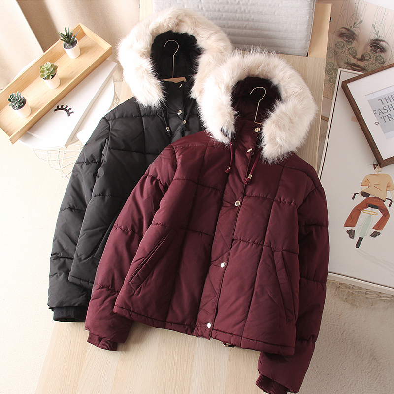 英国单~厚厚毛绒衬里！加厚保暖毛领连帽厚实棉衣棉服 女外套夹克