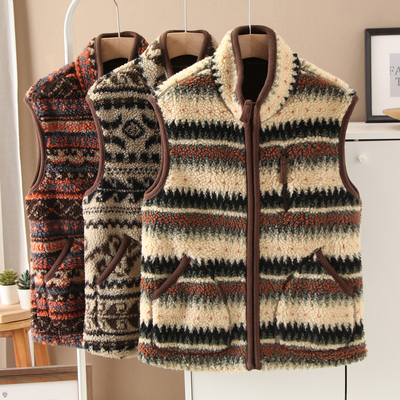 费尔岛羊羔毛马甲双面背心