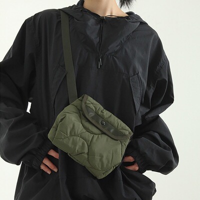 韩系localmansion尼龙小包wave quilting bag菱格单肩斜挎包