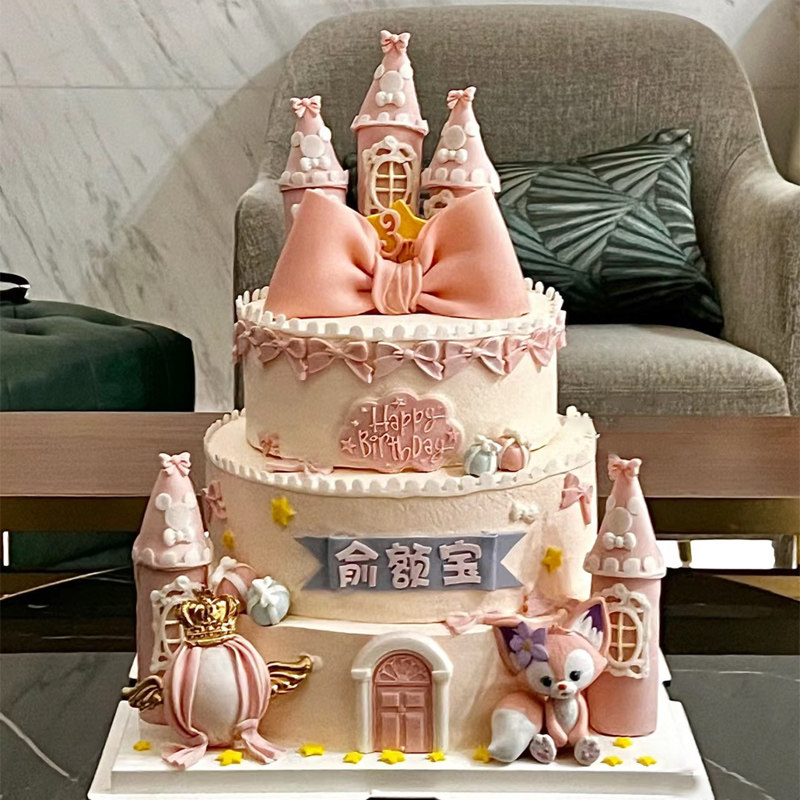 三层儿童周岁百天满月生日蛋糕全国同城配送北京上海定制男女公主