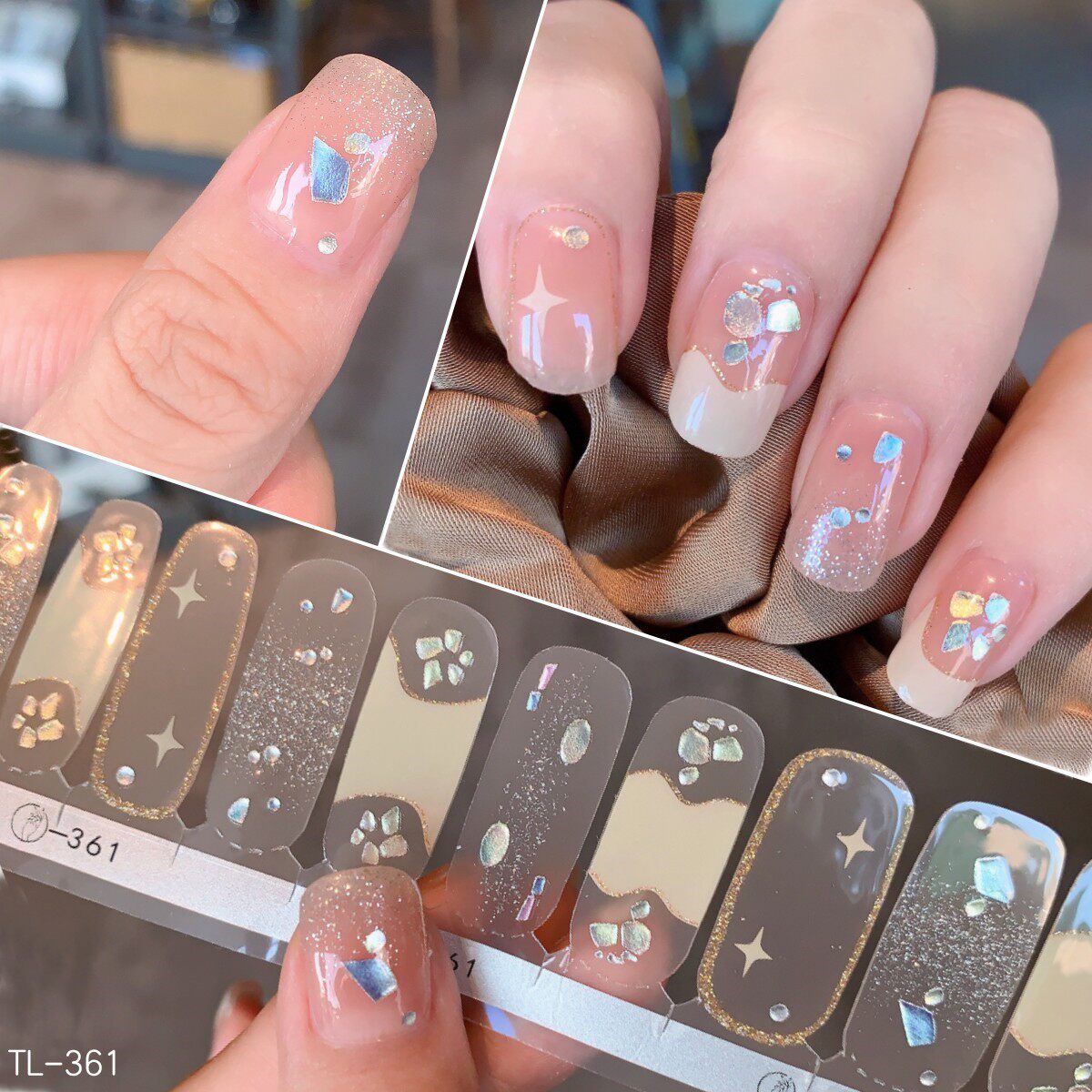 新款免烤凝胶美甲贴纸20小贴防水持久3d可拆卸指甲贴纸穿戴式贴片