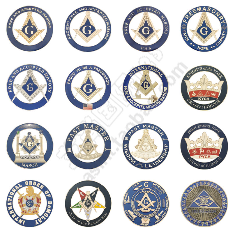 共济会圆规尺子锌合金车贴  freemason自由石匠车标