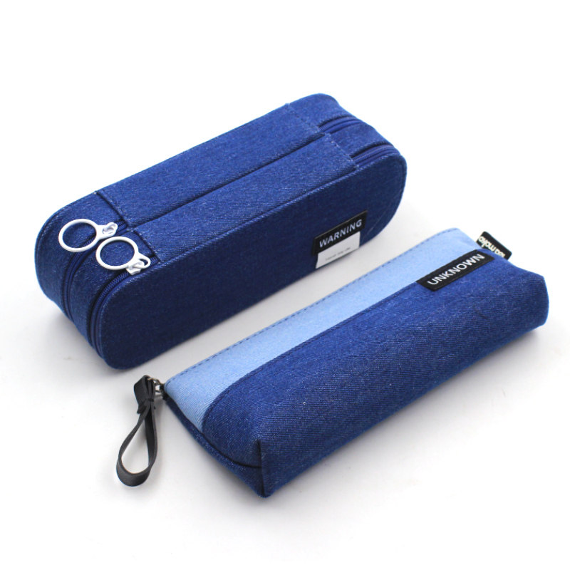 简约学生牛仔布笔袋双层立体笔盒大容量拉链文具铅笔盒帆布初中生,文具电教/文化用品/商务用品,笔袋,淘宝优惠券,粉丝福利购,淘宝优惠卷