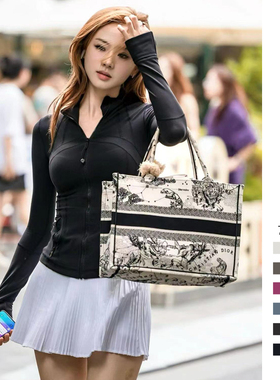 秋冬款加绒修身瑜伽外套女define长袖跑步夹克运动健身服