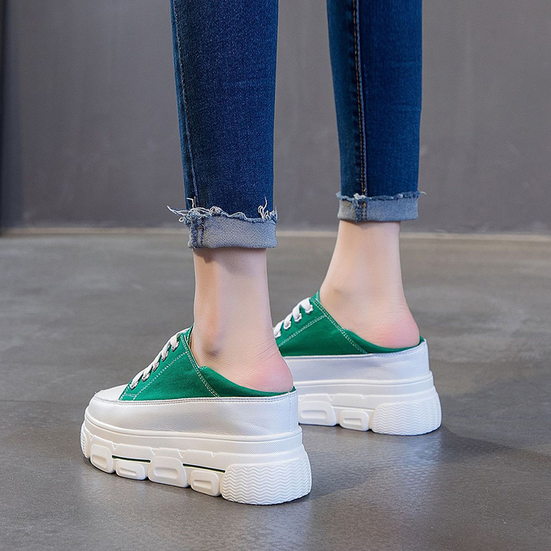 厚底绿色8公分百搭风31码帆布鞋