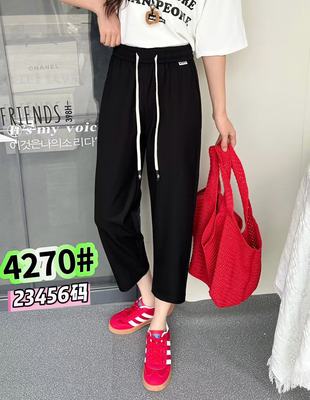 彩衣蝶Momo2025年夏季新款韩版宽松松紧腰抽绳显瘦8分休闲裤4270
